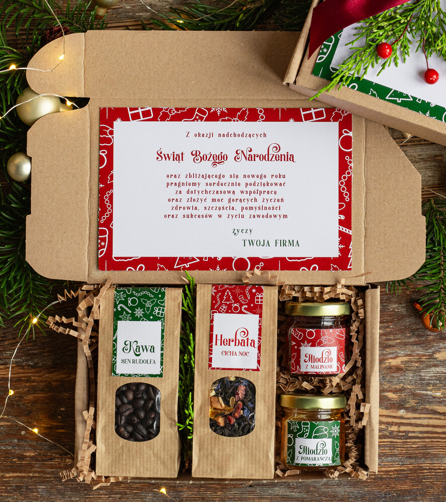 Prezenty oferta dla Firm kawa  herbata miód Prezenty świąteczne dla klientów biznesowych, eleganckie prezenty bożonarodzeniowe z kawą i herbatą, prezent świąteczny dla pracowników, firmowe zestawy świąteczne1