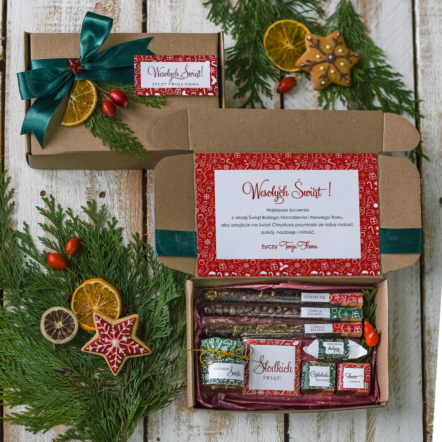 Prezenty oferta dla Firm kawa  herbata miód zestawy świąteczne dla pracowników oferta na boże narodzenie dla firm pudełko z herbatą i kawą    0