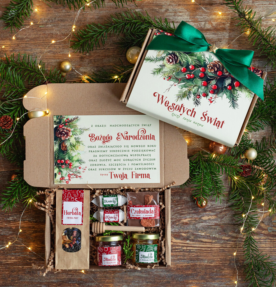 Prezenty oferta dla Firm kawa  herbata miód Paczki świąteczne dla pracowników, prezenty biznesowe dla firm z kawą i herbatą, upominki na święta dla pracowników, paczki świąteczne dla pracowników i kontrahentów0
