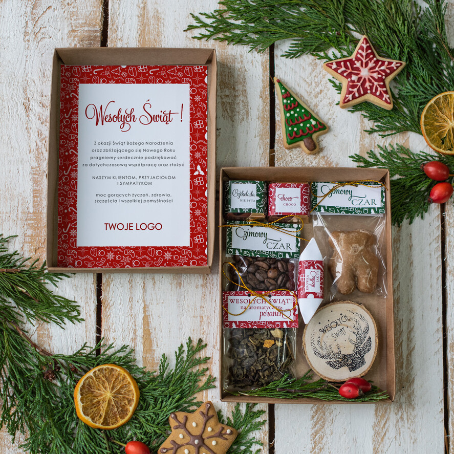 Prezenty oferta dla Firm kawa  herbata miód Prezenty świąteczne dla klientów, kawa ziarnista i aromatyczna herbata1