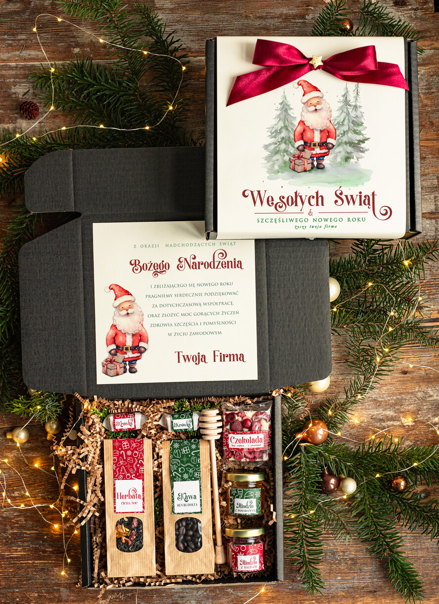Prezenty oferta dla Firm kawa  herbata miód upominki świąteczne dla klientów, kawa ziarnista i herbata Prezenty dla Klientów, prezenty biznesowe dla firm0