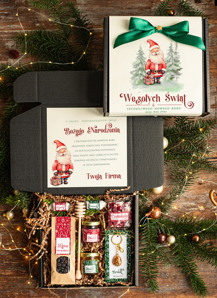Prezenty oferta dla Firm kawa  herbata miód Prezenty świąteczne dla klientów biznesowych, eleganckie prezenty bożonarodzeniowe z miodami od firm z logo, prezent świąteczny dla pracowników, firmowe zestawy świąteczne2