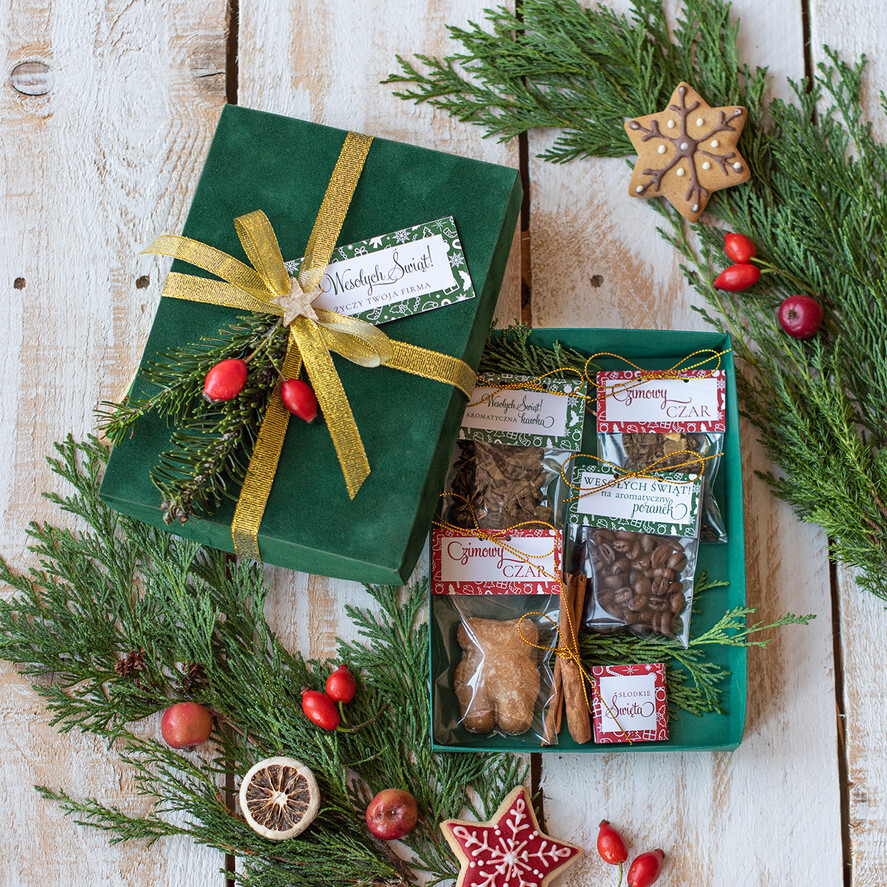 Prezenty oferta dla Firm kawa  herbata miód prezent z okazji bożego narodzenia zestaw świąteczny dla firm pudełko z herbatą i kawą    0