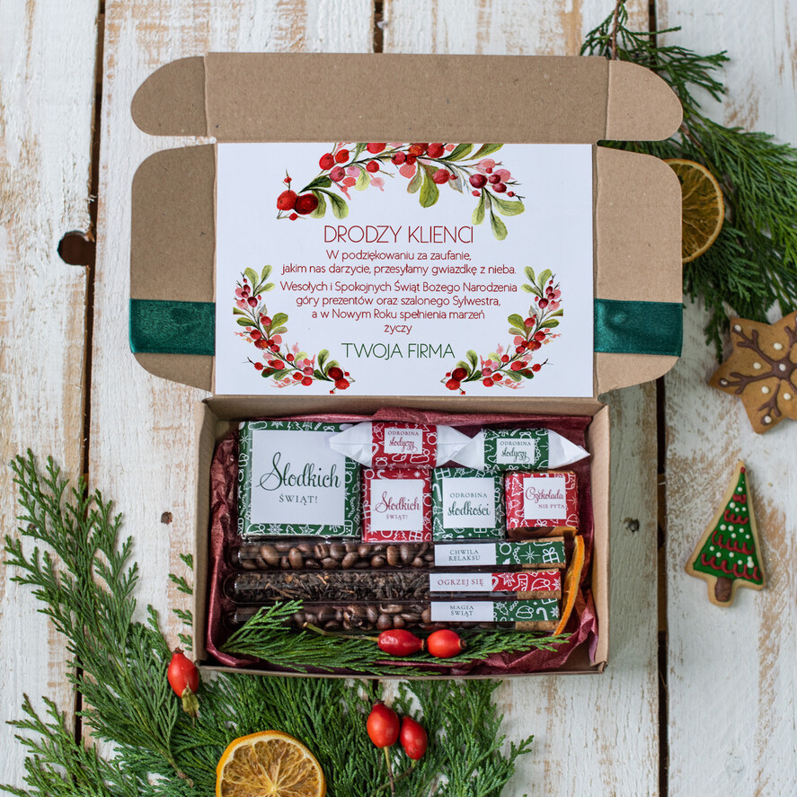 Prezenty oferta dla Firm kawa  herbata miód Prezenty świąteczne dla firm, ręcznie opakowane zestawy aromatyzowana herbata i kawa1