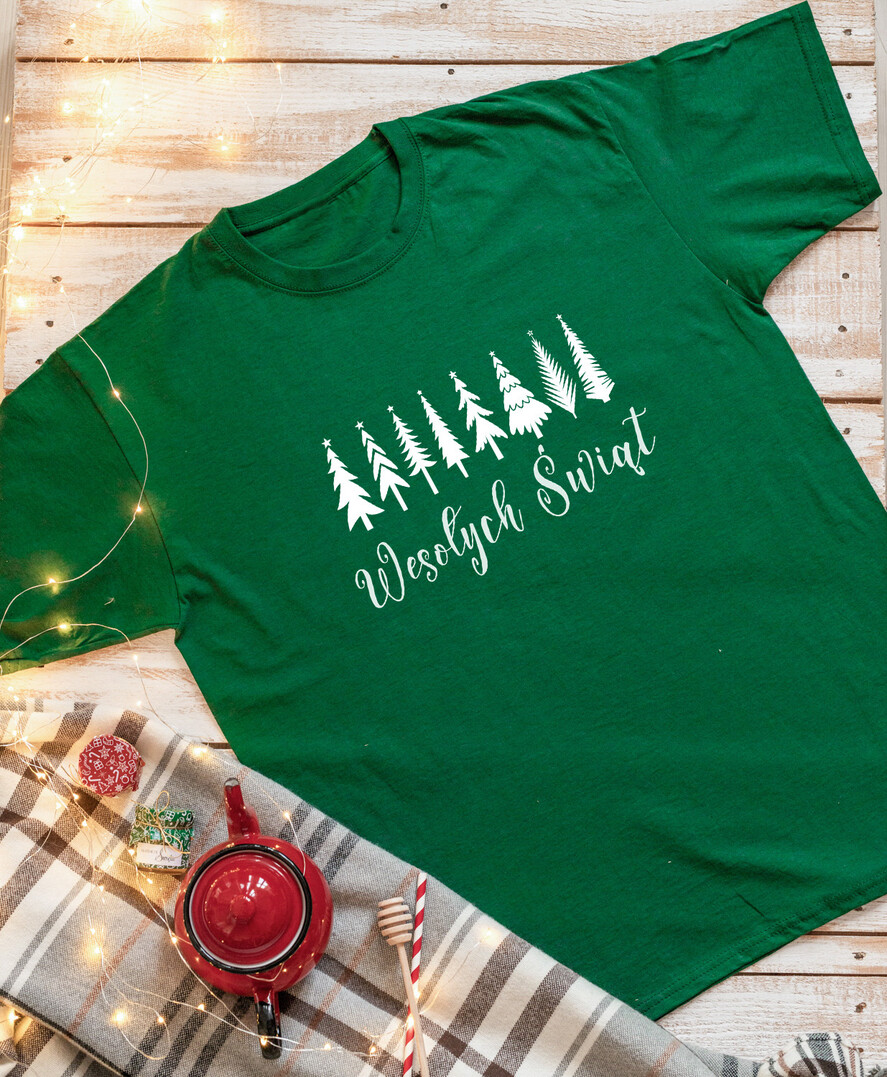 Prezenty oferta dla Firm zestawy skarpetki, koszulki z nadrukiem pomysł na prezent świąteczna koszulka różne rozmiary, zielona męska świąteczna koszulka, koszulka świąteczna z nadrukiem,  prezent na święta koszulka z nadrukiem 0