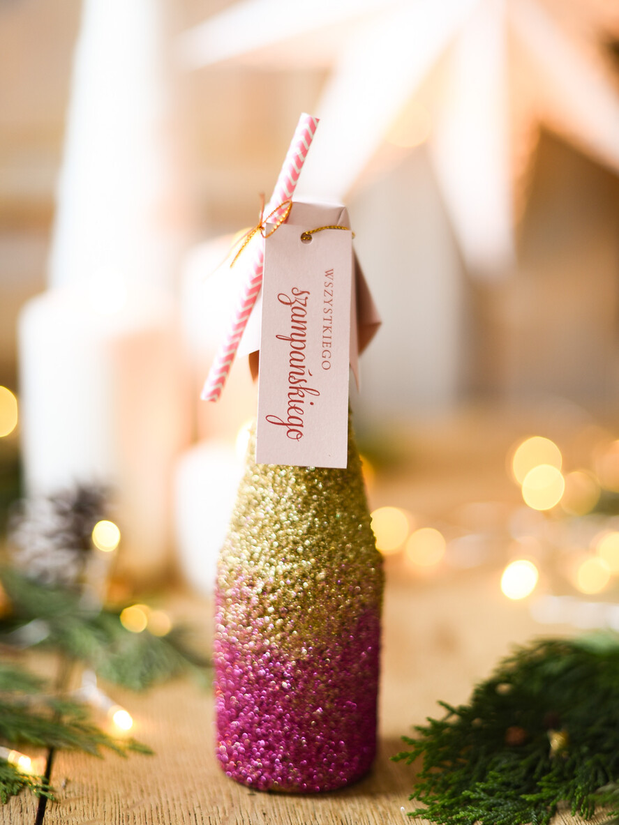 prezenty dla niej zestawy do grzańca romantyczny prezent dla żony na święta brokatowa butelka10