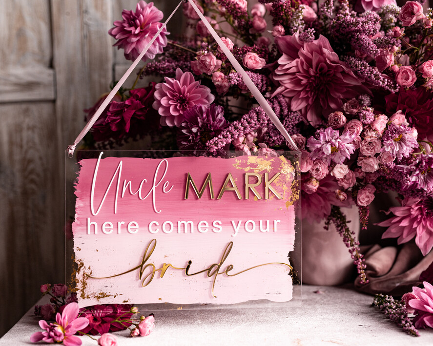 Dekoracje Sali weselnej/Dodatki do Zdjęć tabliczki z napisami  tabliczka z dowolnym napisem dekoracyjna tabliczka sali weselnej, tabliczka do powieszenia na sali weselnej, tabliczka z pleksy malowana na różowo3