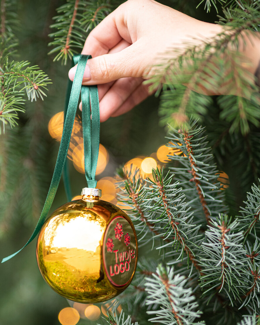 Prezenty oferta dla Firm drobne prezenty dla firm Prezent Biznesowy Na Święta z Logo Ekskluzywna Bombka z logo na choinkę z Logo  Bombka choinkowa firmowa z logo 1