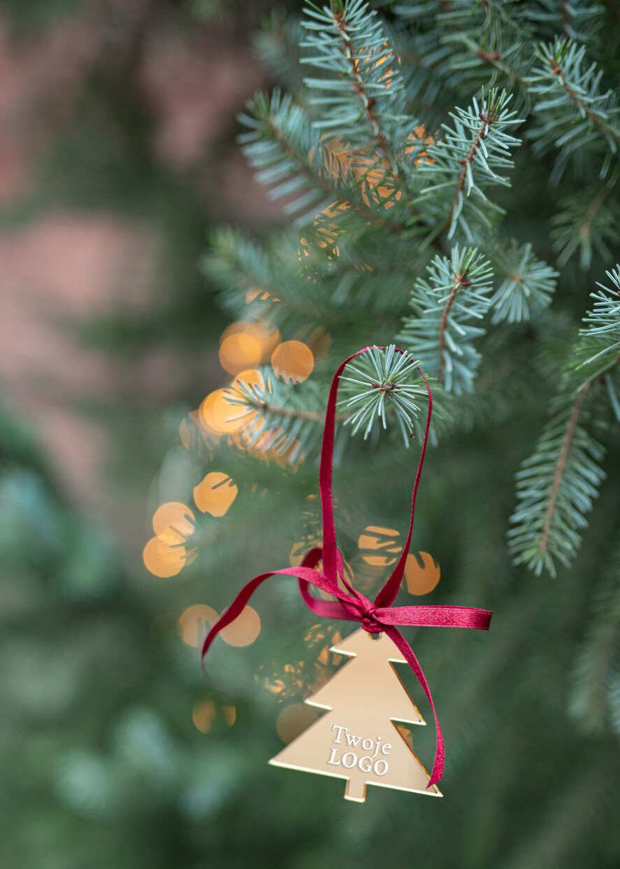 Prezenty oferta dla Firm drobne prezenty dla firm Prezent Biznesowy Na Święta z Logo Złota Bombka z logo na choinkę Złote Lustro Zawieszka z Logo Firmy  1