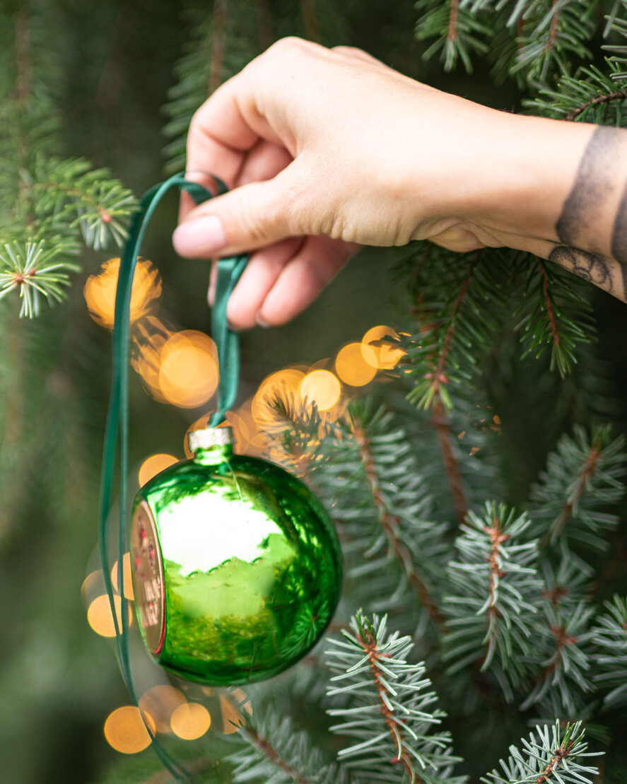 Prezenty oferta dla Firm drobne prezenty dla firm Prezent Biznesowy Na Święta z Logo Ekskluzywna Bombka z logo na choinkę z Logo Firmy, zielona bombka choinkowa z logo1