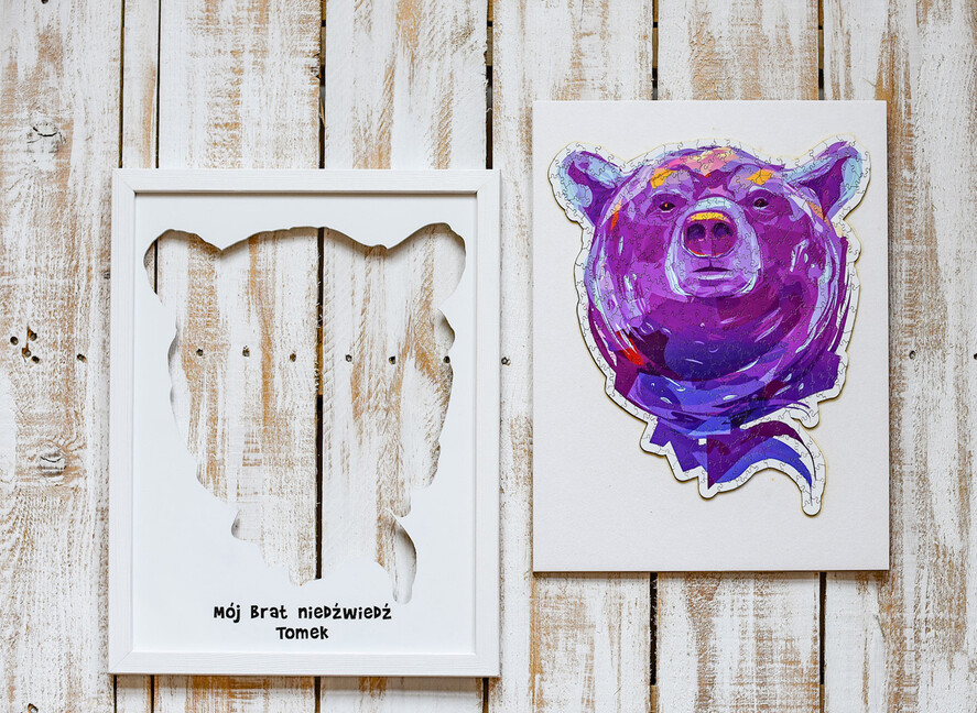 prezenty dla niego Puzzle, drewniane skrzynie, skarbonki prezenty świąteczne dla brata puzzle niedźwiedź   2