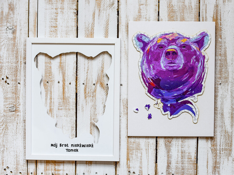 prezenty dla niego Puzzle, drewniane skrzynie, skarbonki prezenty świąteczne dla brata puzzle niedźwiedź   3