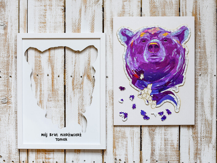 prezenty dla niego Puzzle, drewniane skrzynie, skarbonki prezenty świąteczne dla brata puzzle niedźwiedź   4