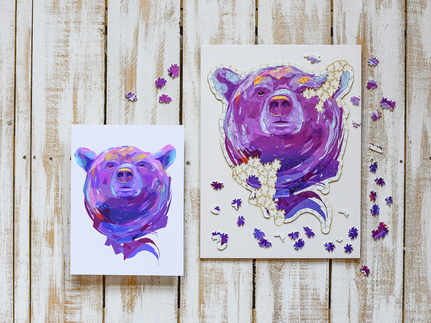 prezenty dla niego Puzzle, drewniane skrzynie, skarbonki prezenty świąteczne dla brata puzzle niedźwiedź   6