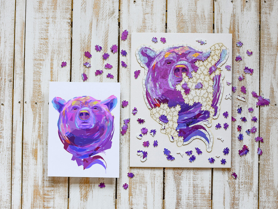 prezenty dla niego Puzzle, drewniane skrzynie, skarbonki prezenty świąteczne dla brata puzzle niedźwiedź   7