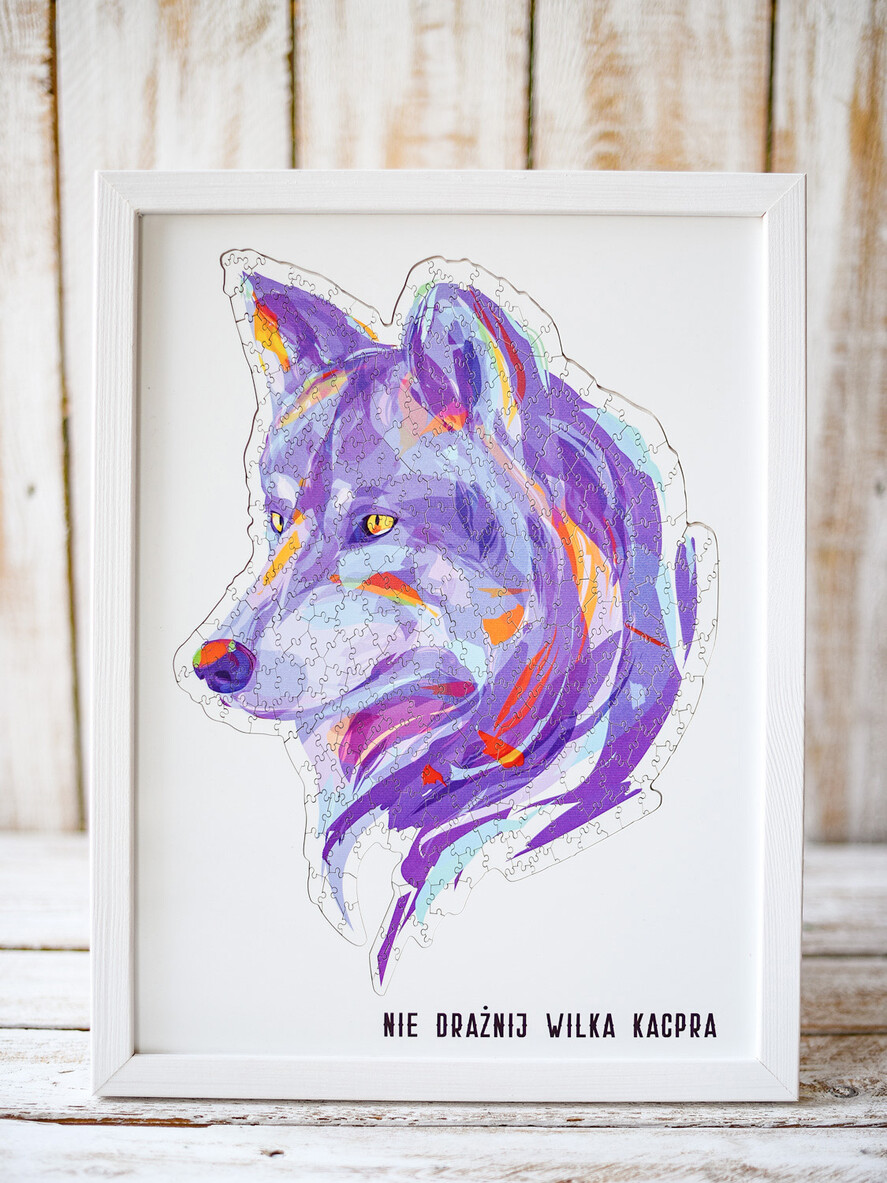 prezenty dla niego Puzzle, drewniane skrzynie, skarbonki fajny pomysł na prezent dla męża puzzle wilk    0