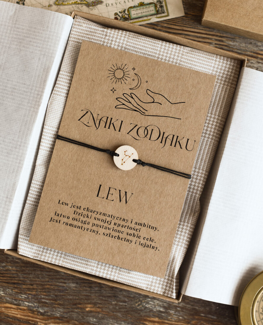 prezenty dla niej bransoletki szczęścia  Bransoletka drewniana znak zodiaku Super Pomysłna Prezent dla dziewczyny Drewniana Bransoletka Upominek dla córki1