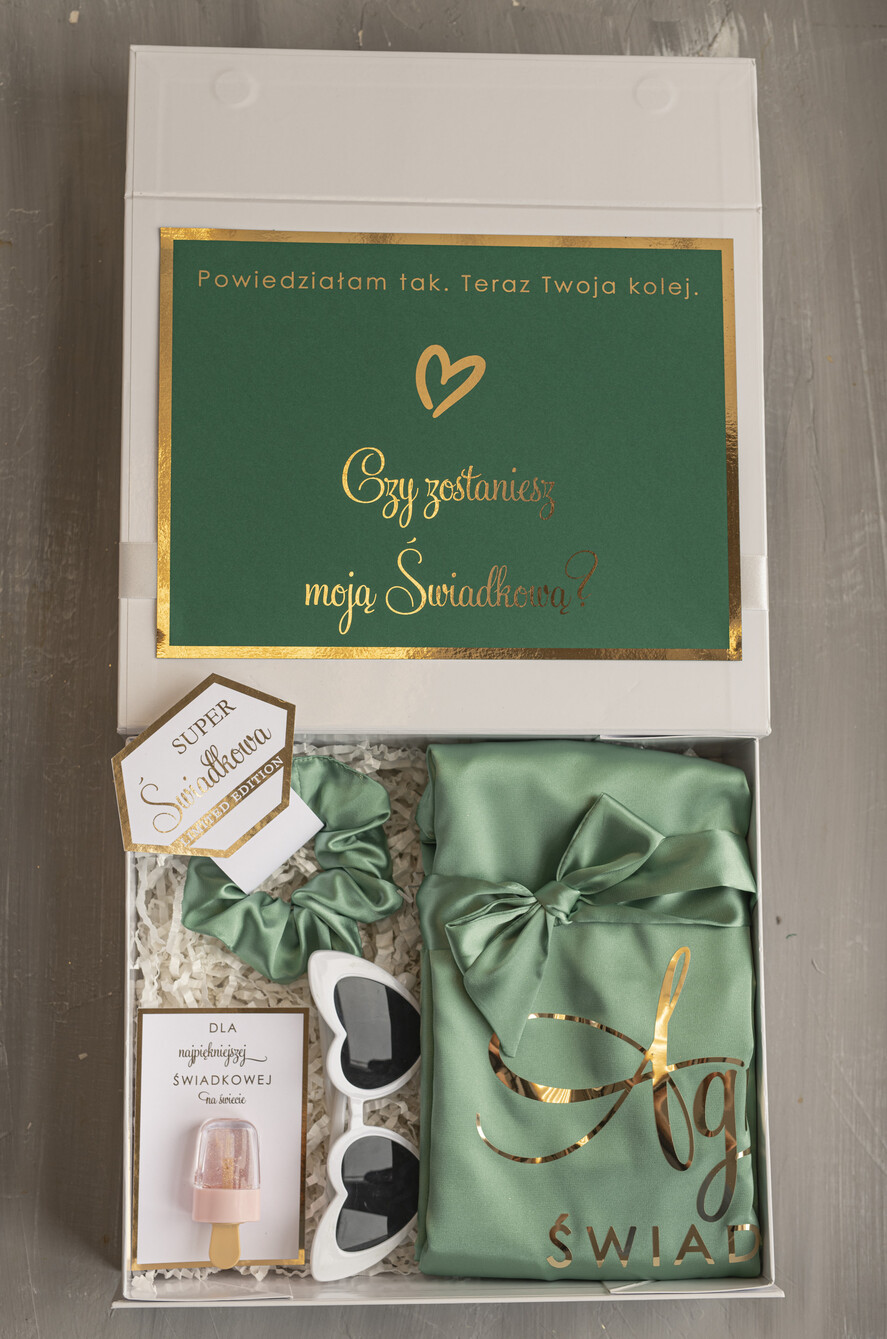 Prezenty dla świadków boxy prezentowy dla Świadkowej, prośba o świadkowanie  prezent dla świadkowej, pomysł na prezent dla świadkowej, Box prezentowy dla świadkowej z miętowym szlafrokiem, zestaw prezentowy dla druhny1