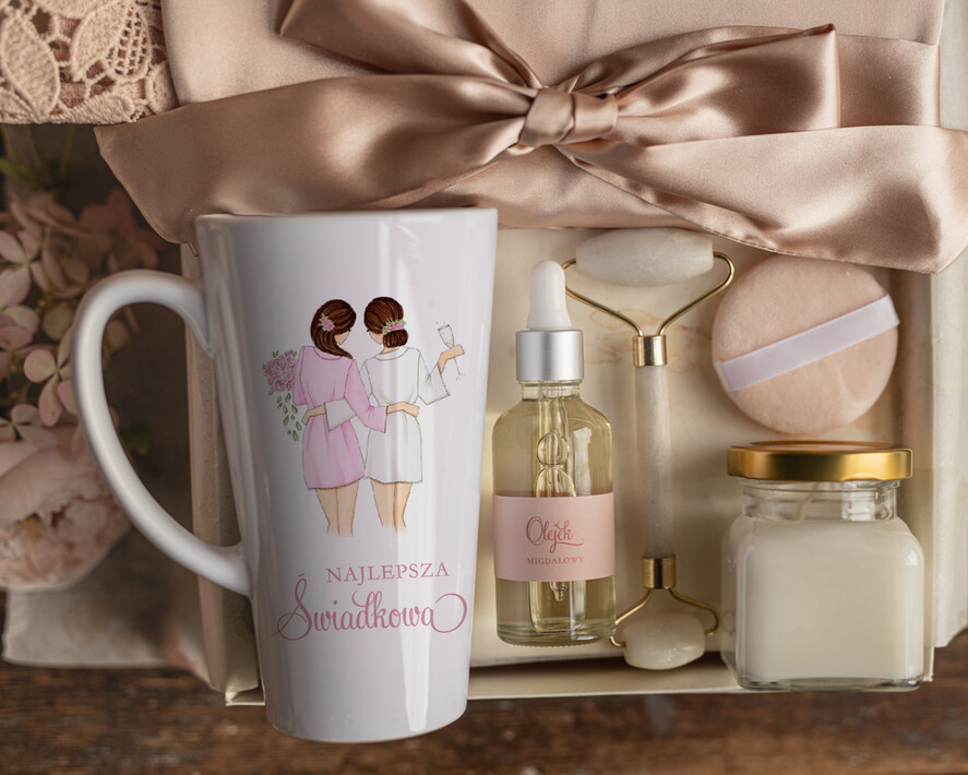 Prezenty dla świadków boxy prezentowy dla Świadkowej, prośba o świadkowanie  czy zostaniesz moją świadkową pomysł na prezent dla świadkowej kubek z nadrukiem, satynowy szlafrok dla świadkowej 2