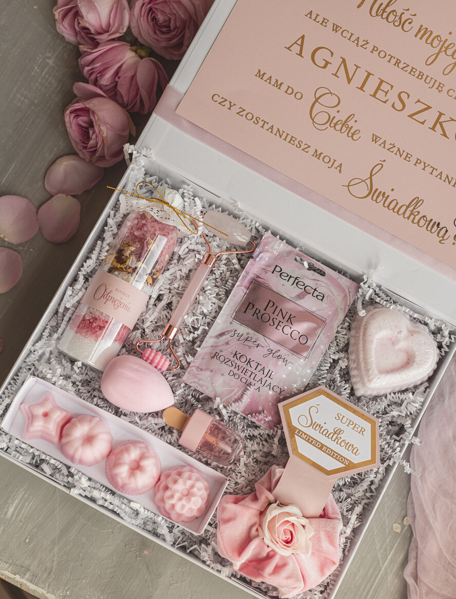 Prezenty dla świadków boxy prezentowe dla Świadkowej, prośba o świadkowanie  czy zostaniesz moją świadkową pomysł na prezent dla świadkowej, zestaw beauty dla świadkowej, box prezentowy dla świadkowej i druhny, zestaw do kąpieli7