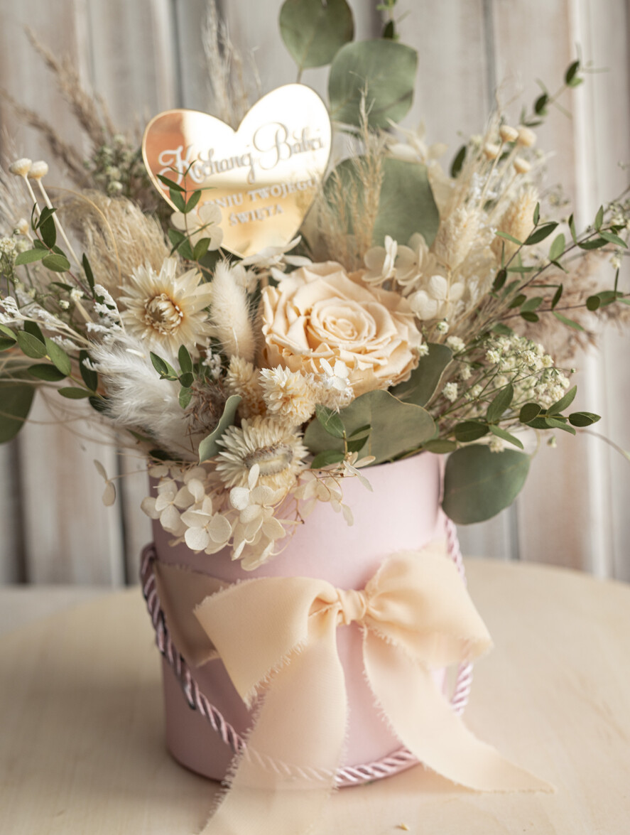 Prezenty dla Babci i Dziadka Prezenty dla Babci flowerbox z wieczną różą dla Babci i Dziadka, prezent dla Babci i Dziadka podziękowanie na weselu bukiet kwiatów, kompozycje z suszonych kwiatów2