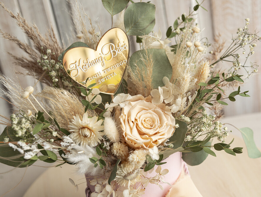 Prezenty dla Babci i Dziadka Prezenty dla Babci flowerbox z wieczną różą dla Babci i Dziadka, prezent dla Babci i Dziadka podziękowanie na weselu bukiet kwiatów, kompozycje z suszonych kwiatów3