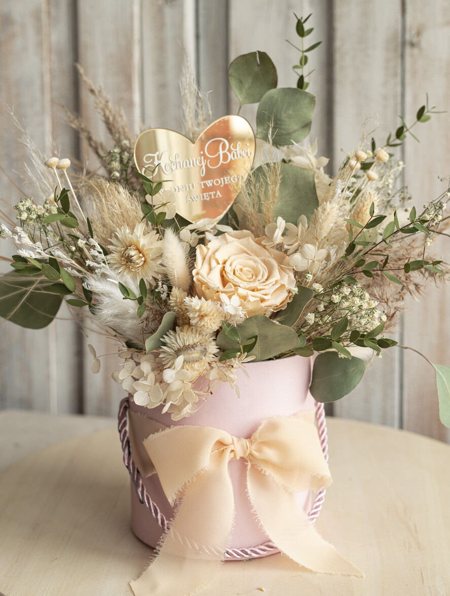 Prezenty dla Babci i Dziadka Prezenty dla Babci flowerbox z wieczną różą dla Babci i Dziadka, prezent dla Babci i Dziadka podziękowanie na weselu bukiet kwiatów, kompozycje z suszonych kwiatów5