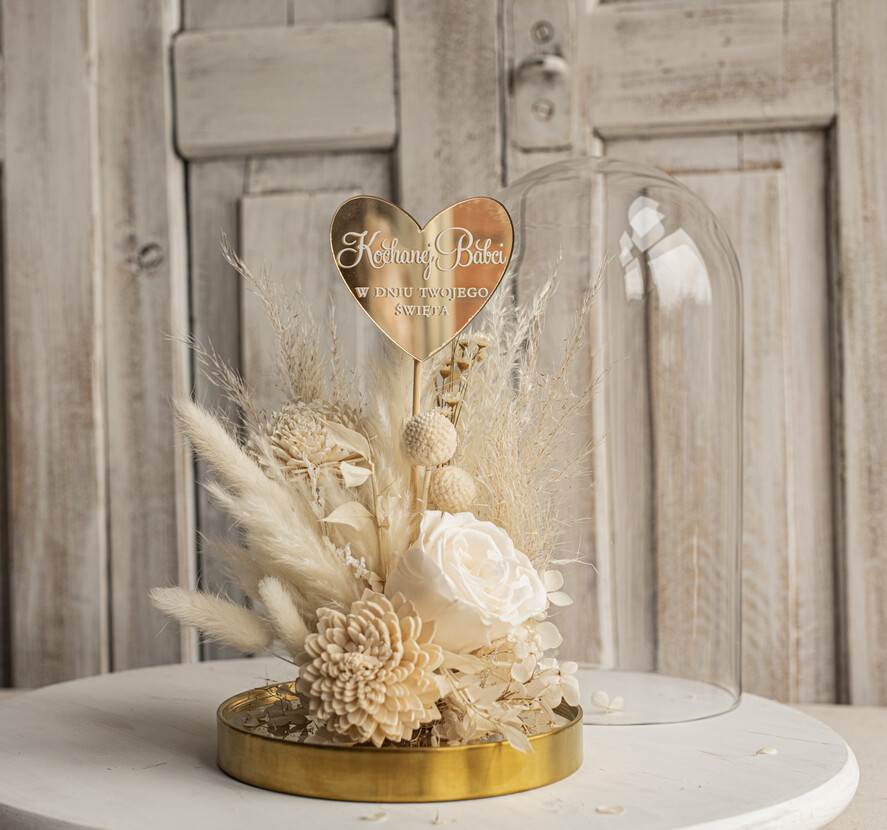 Prezenty dla Babci i Dziadka Prezenty dla Babci flowerbox, pomysł na prezent prezent dla babci kwiaty w kopule kompozycja z kwiatów suszonych wieczne roze,  prezent dla babci bukiet z suszonych kwiatów1