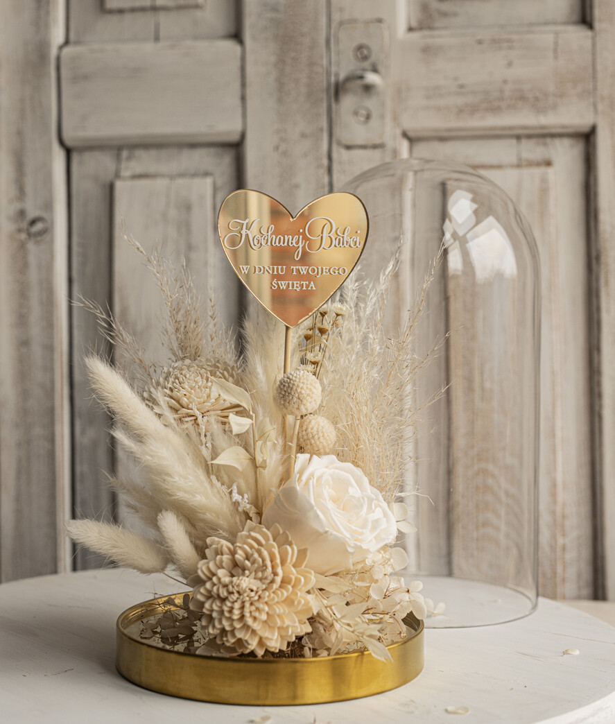 Prezenty dla Babci i Dziadka Prezenty dla Babci flowerbox, pomysł na prezent prezent dla babci kwiaty w kopule kompozycja z kwiatów suszonych wieczne roze,  prezent dla babci bukiet z suszonych kwiatów5