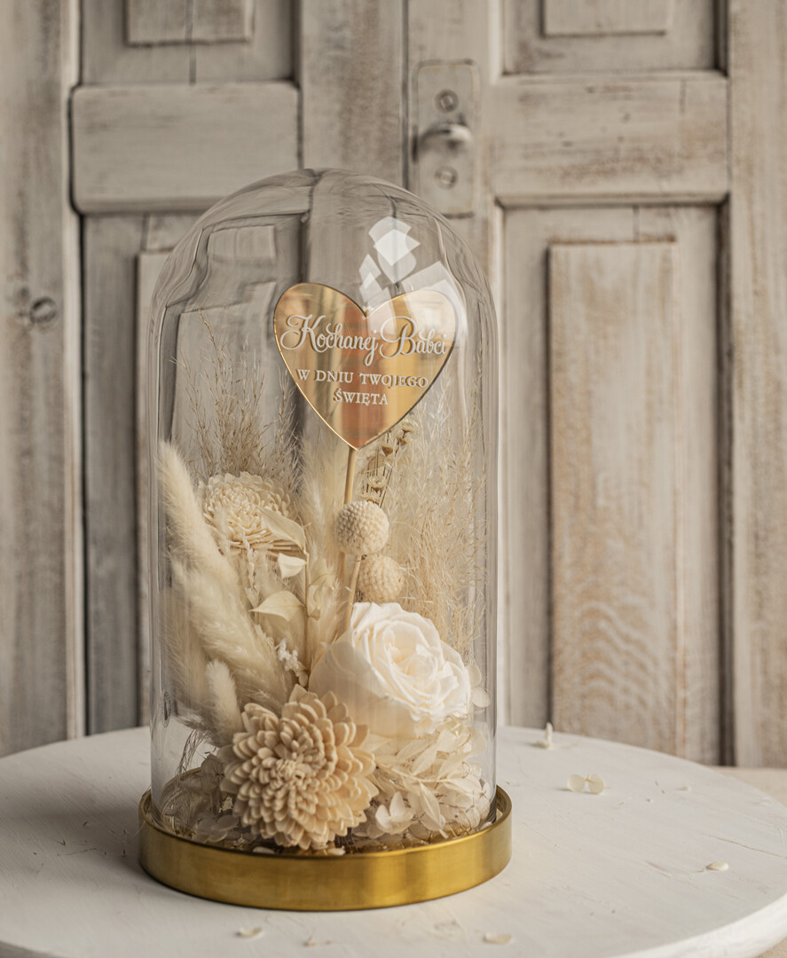 Prezenty dla Babci i Dziadka Prezenty dla Babci flowerbox, pomysł na prezent prezent dla babci kwiaty w kopule kompozycja z kwiatów suszonych wieczne roze,  prezent dla babci bukiet z suszonych kwiatów10