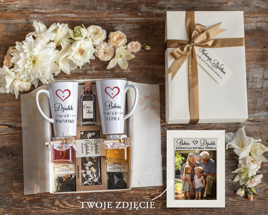 Prezenty dla Babci i Dziadka Zestawy Pezentowe Dla Dziadków  wspólny prezent dla dziadków ze zdjeciem, zestaw prezentowy dla Babci i Dziadka ręcznie robiony, box prezentowy na Dzień Babci i Dziadka, Upominek dla Dziadków2