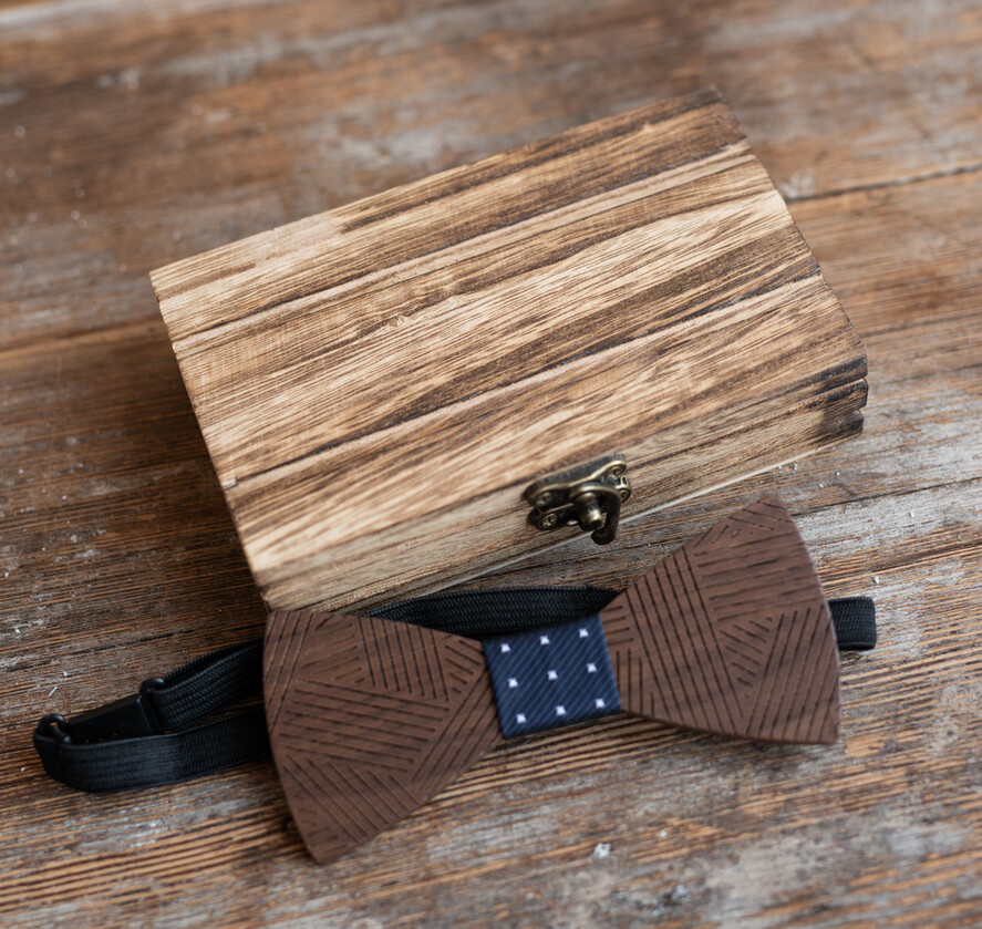 Prezenty dla Babci i Dziadka Prezenty dla Dziadka prezent dla Dziadka drewniana mucha i spinki do mankietów elegancki prezent dla dziadka 1