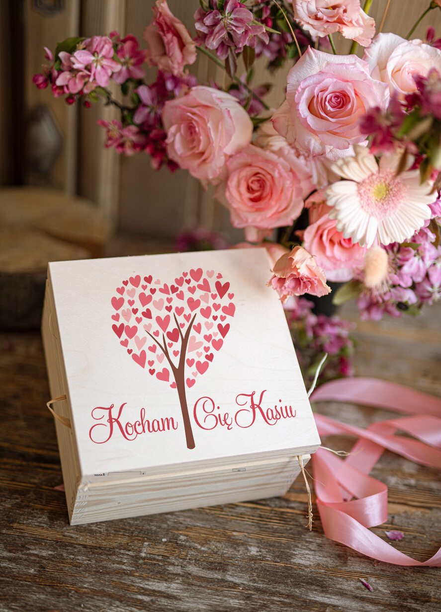 Walentynki prezent na walentynki dla Niej   romantyczny prezent na walentynki dla drewniane pudełko ze słodyczami 0