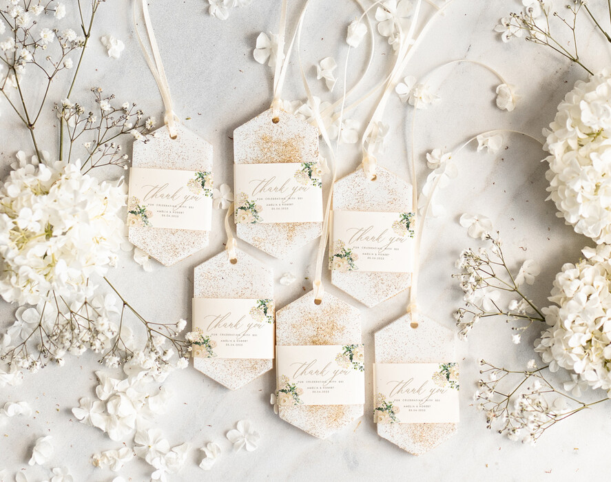 Podziękowania dla Gości Weselnych Mydełka Świece Zawieszki sojowe wyjątkowe podziękowania dla gości sojowe zawieszki ze złotym brokatem, pachnące zawieszki sojowe upominki dla gości od Pary Młodej, sojowa zawieszka ze złotem1