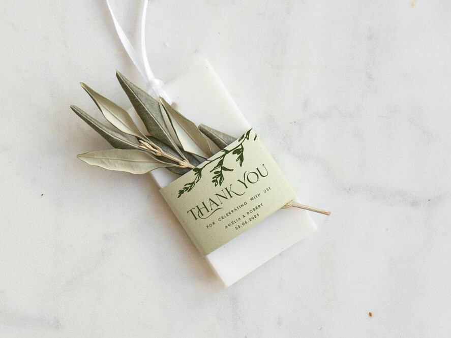 Podziękowania dla Gości Weselnych Mydełka Świece Zawieszki sojowe cudowne podziękowania dla gości sojowe zawieszki z oliwką, pachnące zawieszki sojowe upominki dla gości od Pary Młodej, sojowa zawieszka z gałązką oliwki0