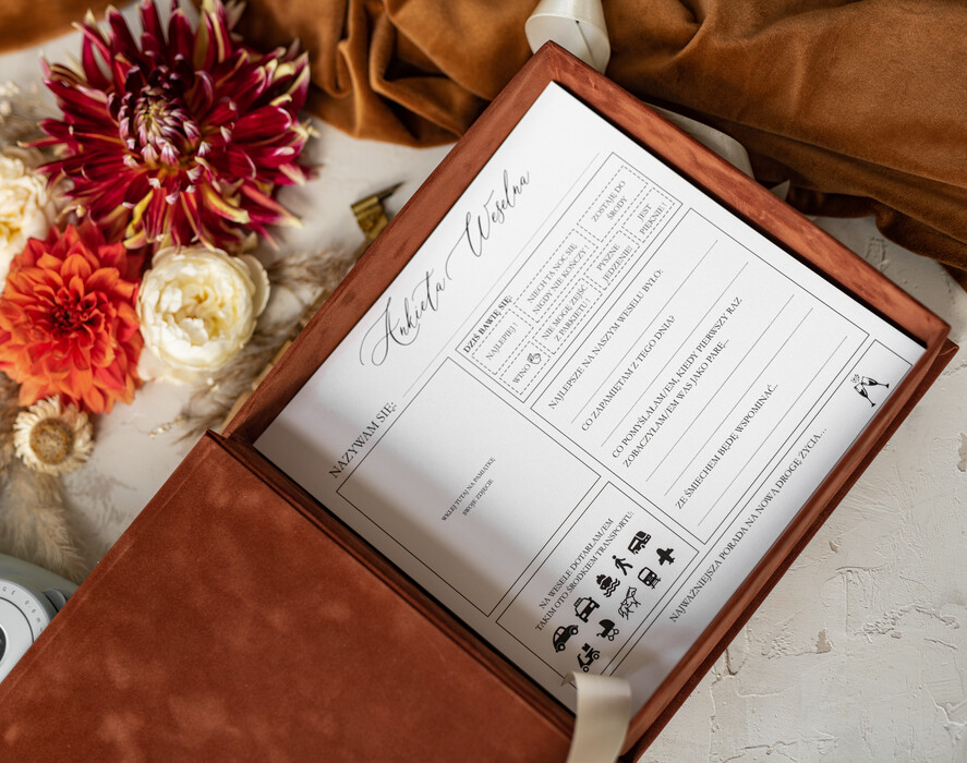 Ankiety weselne ankiety w pudełkach  ankieta weselna dla gości pamiątka ze ślubu, ankieta weselna zamknięta w welurowym pudełku, pamiątka ze ślubu ankiety weselne, porady dla Pary Młodej2