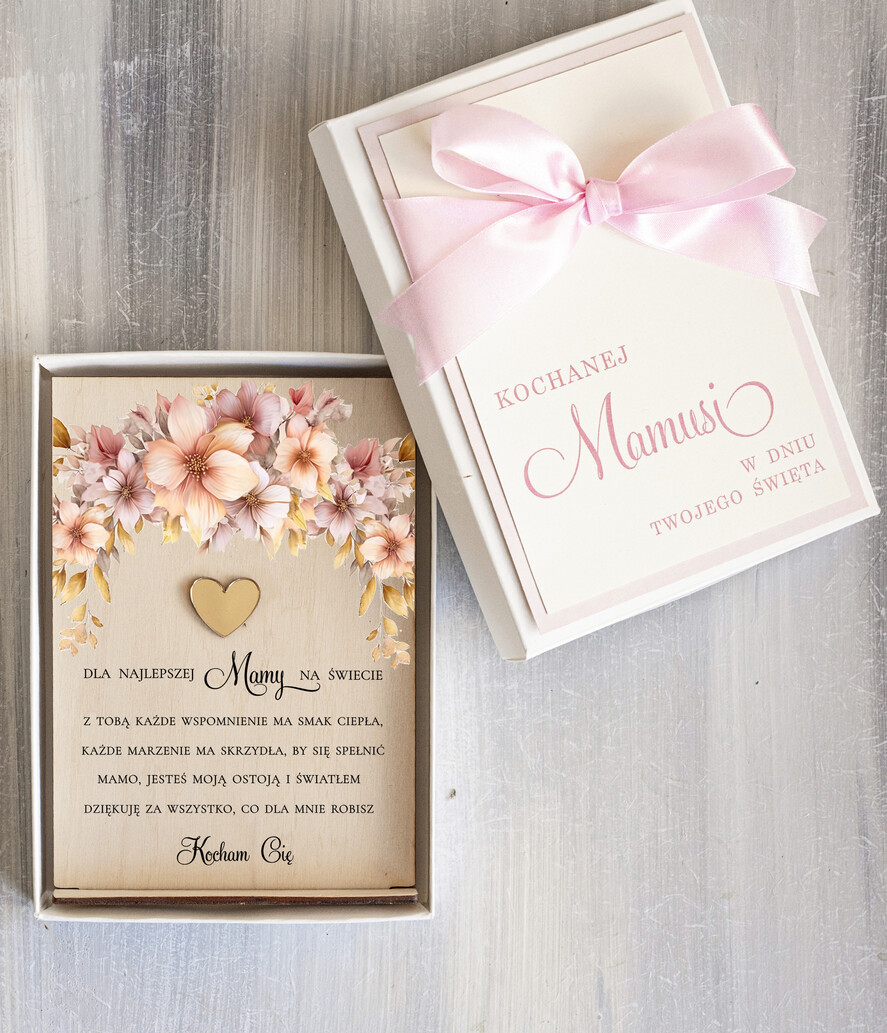 Prezenty dla Mamy kartki i magnesy na lodówkę z życzeniami  prezent z okazji Dnia Mamy, statuetka z życzeniami dla Mamy, drewniana kartka z życzeniami z podstawką 1