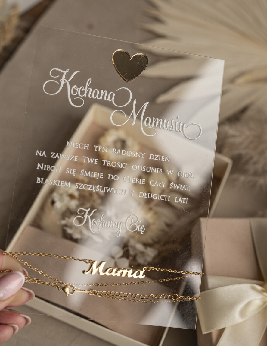 Prezenty dla Mamy kartki i magnesy na lodówkę z życzeniami  wyjątkowy prezent na dzień mamy, kartka z dedykacją w eleganckim pudełku, prezent dla Mamy łańcuszek w wyjątkowym personalizowanym pudełku8