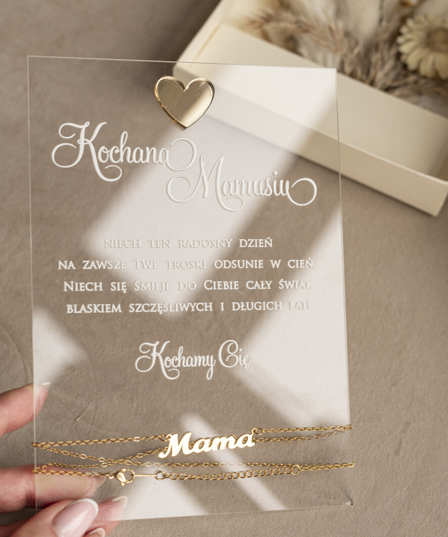 Prezenty dla Mamy kartki i magnesy na lodówkę z życzeniami  wyjątkowy prezent na dzień mamy, kartka z dedykacją w eleganckim pudełku, prezent dla Mamy łańcuszek w wyjątkowym personalizowanym pudełku4