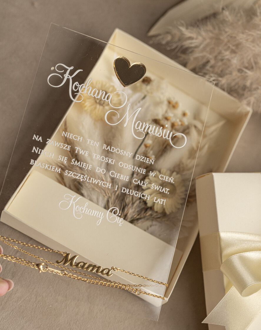 Prezenty dla Mamy kartki i magnesy na lodówkę z życzeniami  wyjątkowy prezent na dzień mamy, kartka z dedykacją w eleganckim pudełku, prezent dla Mamy łańcuszek w wyjątkowym personalizowanym pudełku2