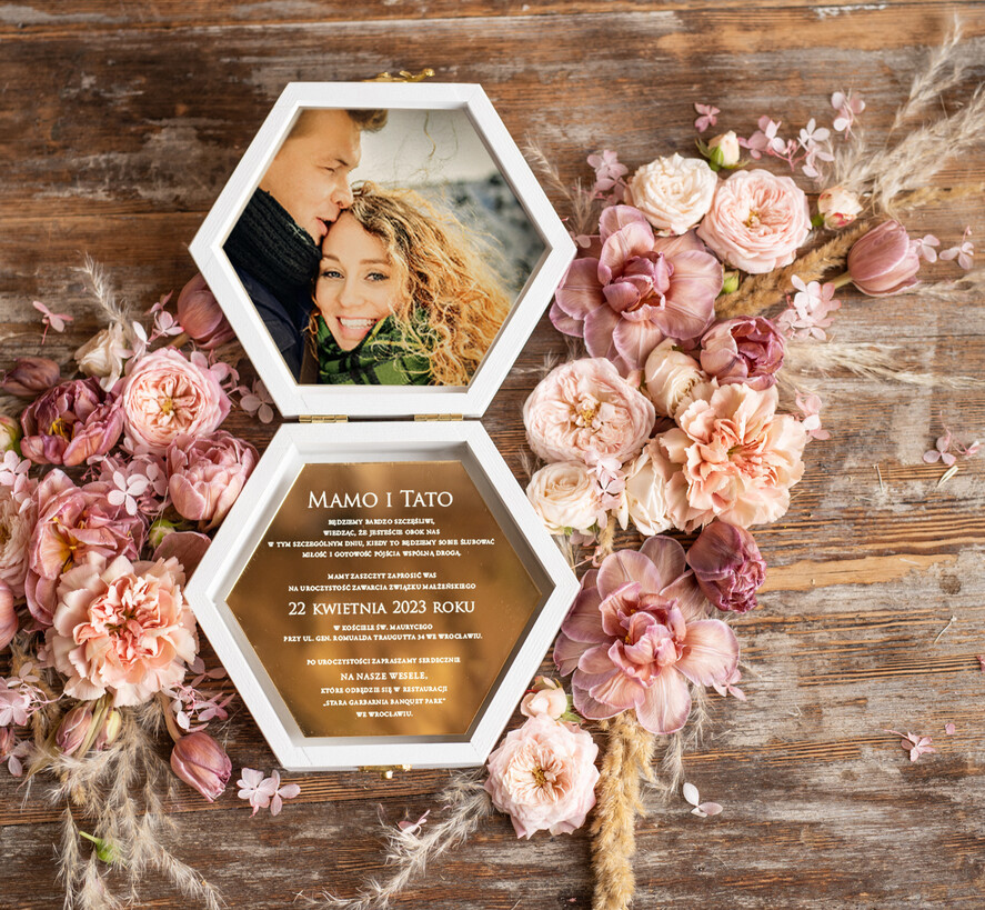 Zaproszenia dla Rodziców  zaproszenia dla Rodziców   zaproszenia na ślub dla Rodziców białe eleganckie pudełko 2