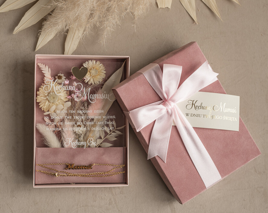 Prezenty dla Mamy biżuteria, pudełka, szkatułki na biżuterie  welurowe pudełko z kwiatami i życzeniami dla Mamy, flower box, prezent dla Mamy, pudełko z kwiatami dla Mamy, pomysł na prezent na dzień Mamy0