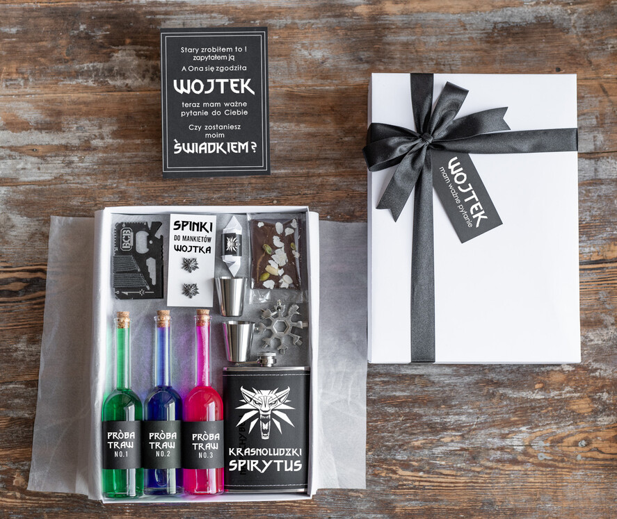 Prezenty dla świadków boxy prezentowe dla Świadka   zestaw prezentowy czy zostaniesz moim świadkiem pomysł na prezent dla Świadka, Fan Wiedźmina   0