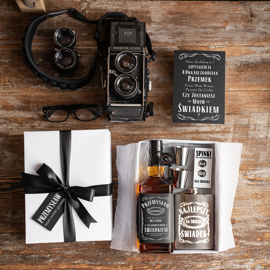 Prezenty dla świadków boxy prezentowe dla Świadka  Męski zestaw prezentowy dla świadka, prośba/ pytanie o świadkowanie dla niego, Box z prośbą Czy zostaniesz moim świadkiem 0