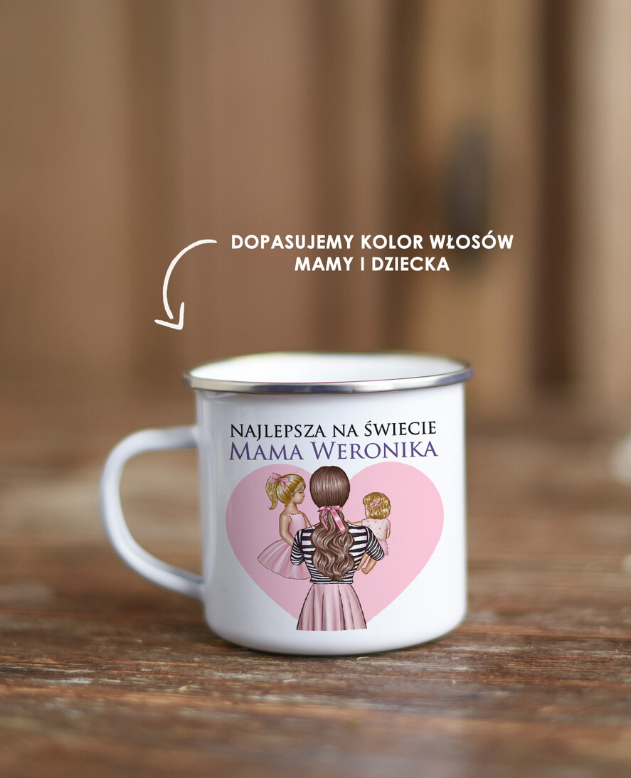 Prezenty dla Mamy Gadżety, Bluzy, Koszulki wyjątkowy prezent na dzień mamy z okazji urodzin emaliowany kubek z nadrukiem  0