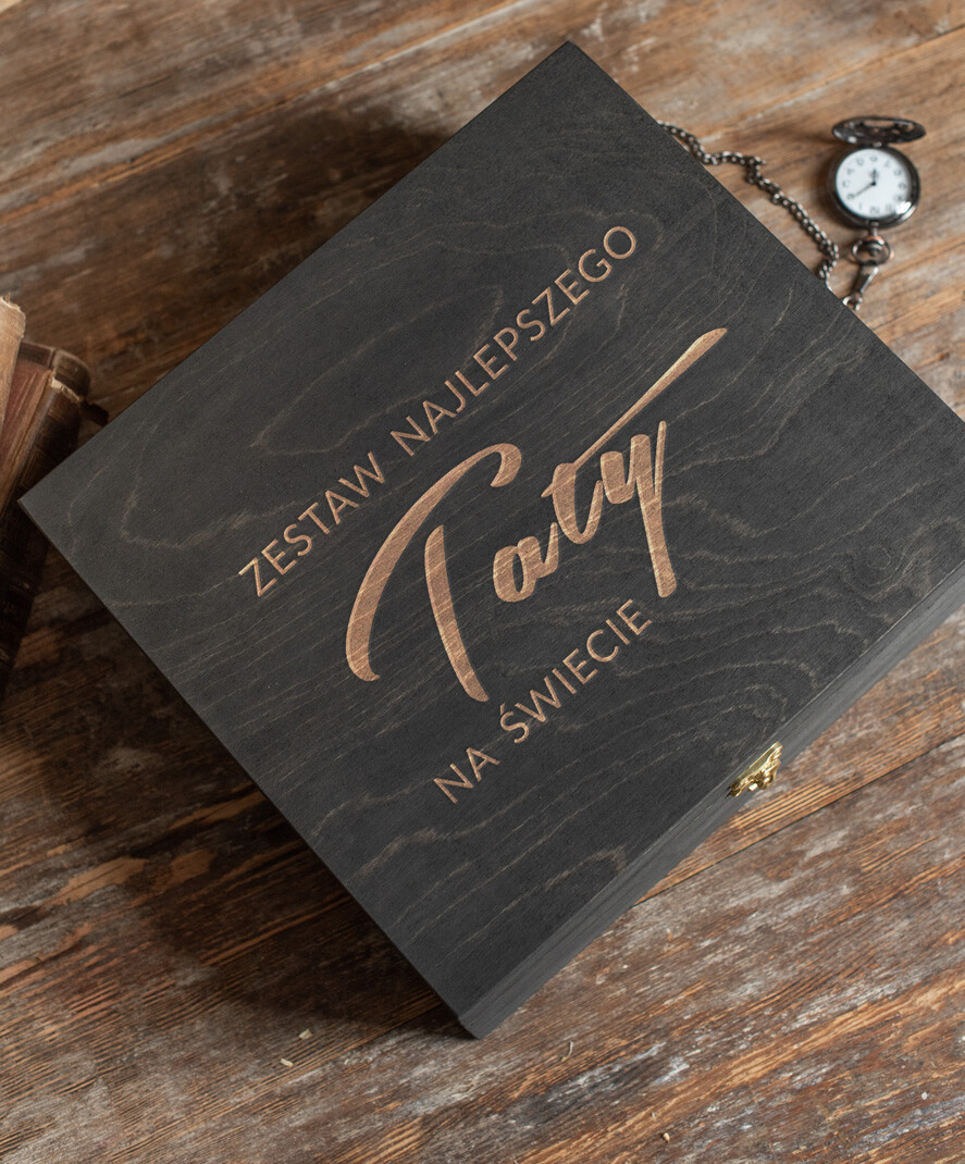 Prezenty dla Taty dzien ojca zestawy dla Taty z okazji dnia taty skrzynka z karafką, drewniana skrzynka dla Taty, grawerowana skrzynka z karafką 1