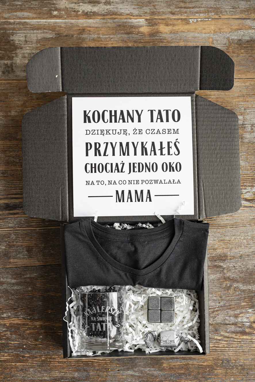 Prezenty dla Taty dzien ojca zestawy dla Taty Pomysł na prezent z okazji dnia Ojca, pudełko prezentowe grawerowana szklanka, tematyczne prezenty dla Taty na urodziny, zestawy prezentowe na Dzień Ojca0