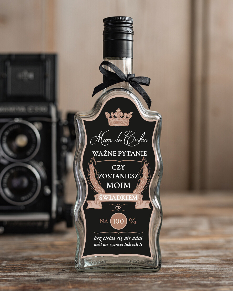 Prezenty dla świadków  gadżety dla świadka  Butelka Pomysł na Prezent czy zostaniesz moim świadkiem ? Pytanie do Świadka Flaszka, Pomysł na pytanie o świadkowanie 0
