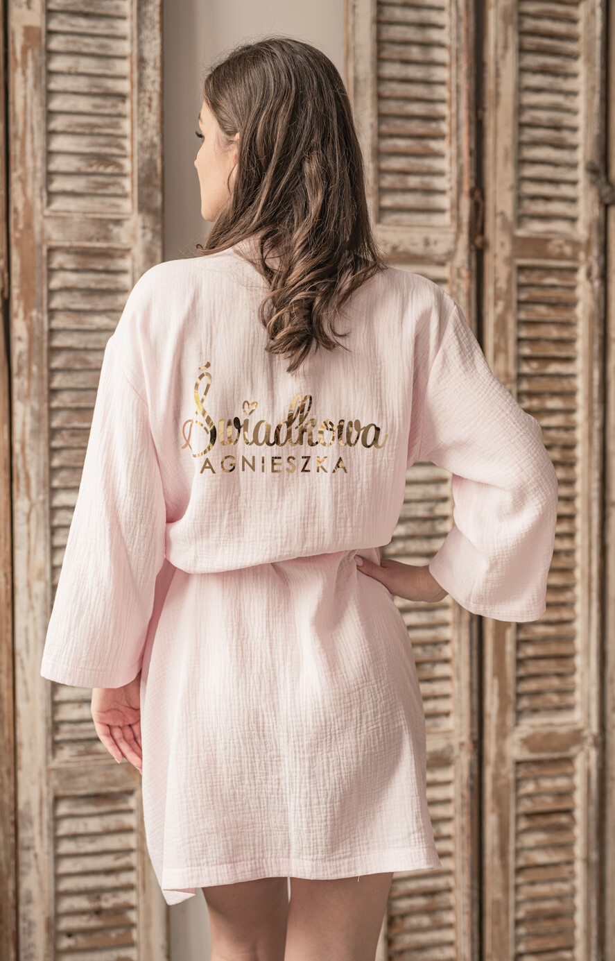 Prezenty dla świadków szlafrok dla świadkowej przewiewny oddychający 100% bawełny szlafrok pomysł na pytanie czy zostaniesz moją świadkową szlafrok, szlafrok z muślinu z napisami, szlafrok muslinowy dla świadkowej i druhny1