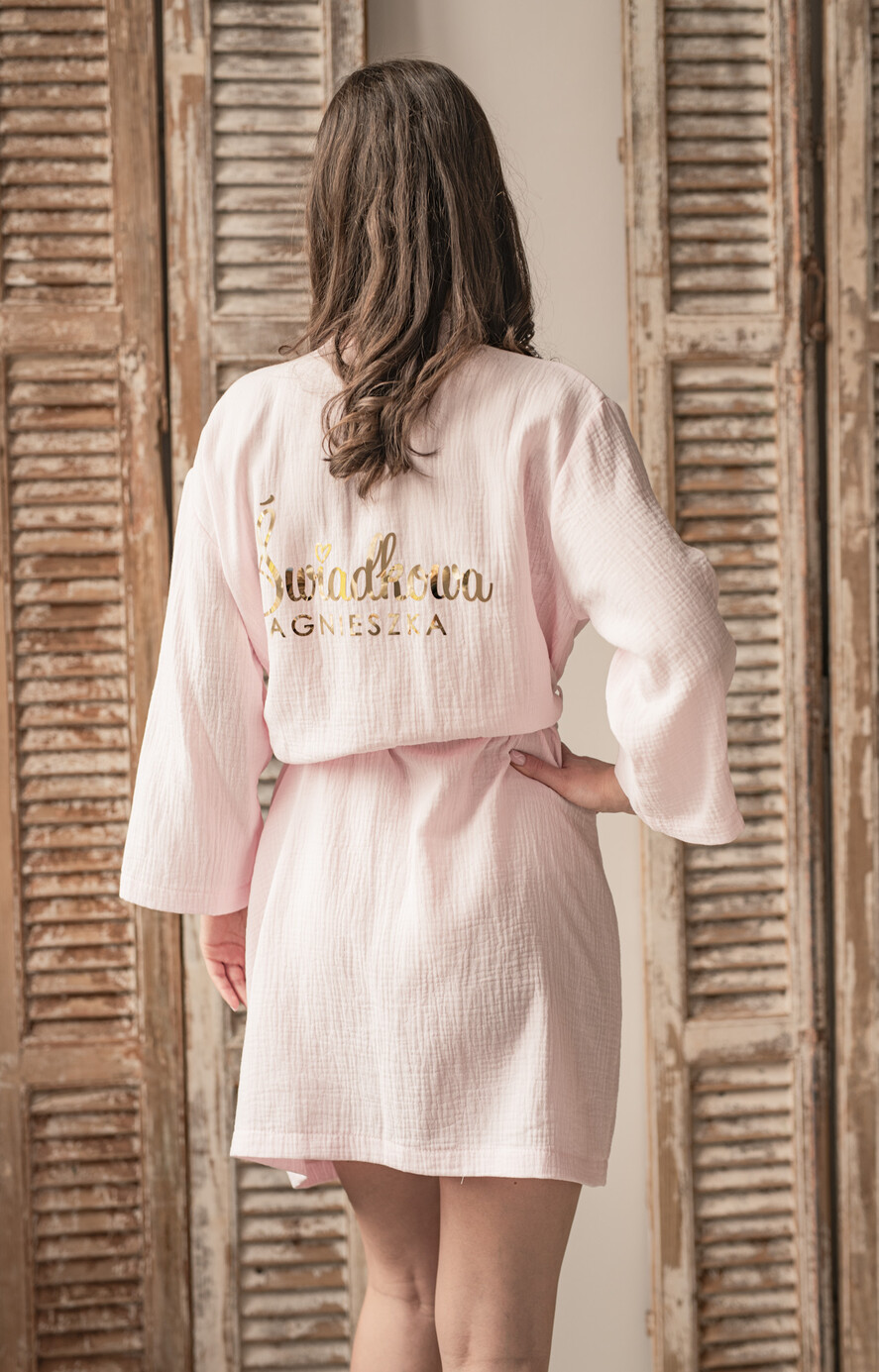 Prezenty dla świadków szlafrok dla świadkowej przewiewny oddychający 100% bawełny szlafrok pomysł na pytanie czy zostaniesz moją świadkową szlafrok, szlafrok z muślinu z napisami, szlafrok muslinowy dla świadkowej i druhny2